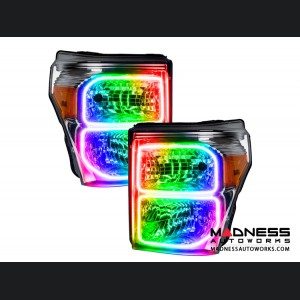 Ford F-350 ORACLE Lighting Dynamic ColorSHIFT Halo Kit - Square Ring Design